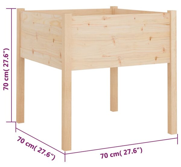 2 db tömör fenyőfa kerti virágtartó 70 x 70 x 70 cm