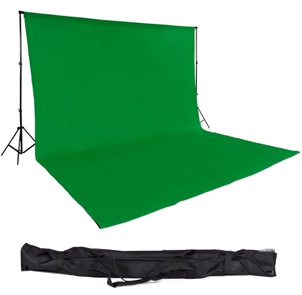 Tectake 400778 fotóháttér állvány komplett 3x6m-es táskával - zöld