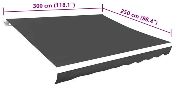 Antracitszürke vászon napellenző tető 300 x 250 cm