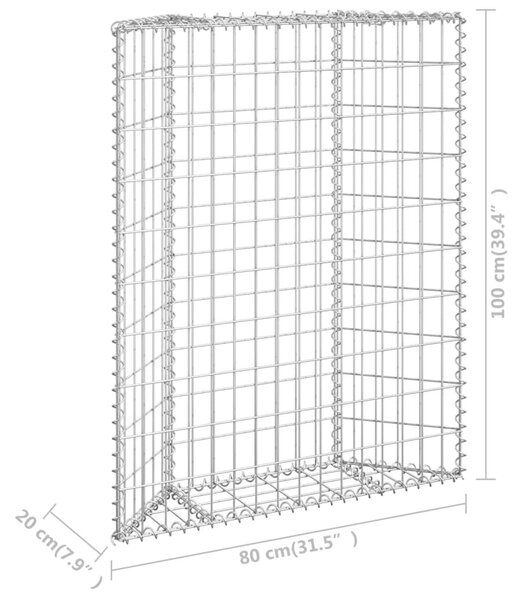 Trapéz alakú horganyzott acél gabion magaságyás 80x20x100 cm