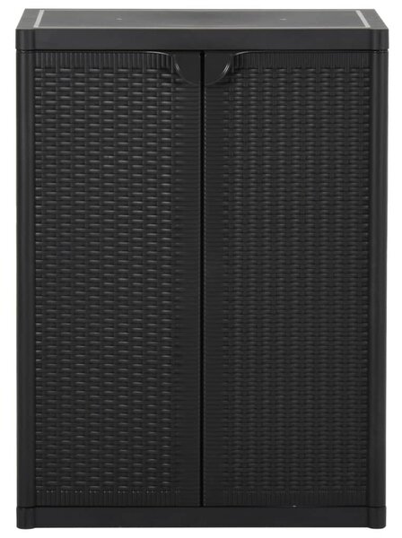 Fekete PP rattan kerti tárolószekrény 65 x 45 x 88 cm