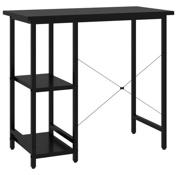 Fekete MDF és fém számítógépasztal 80 x 40 x 72 cm