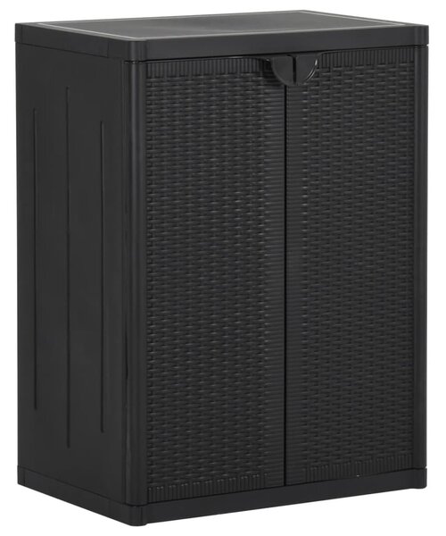 Fekete PP rattan kerti tárolószekrény 65 x 45 x 88 cm