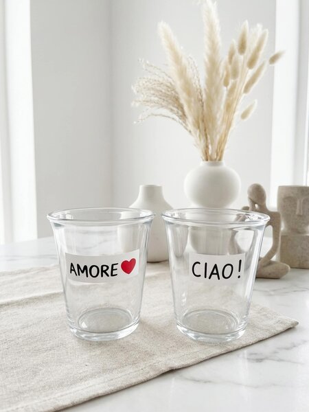Sinsay - Poharak CIAO! és AMORE felirattal 2 pack - fekete