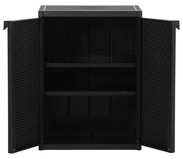 Fekete PP rattan kerti tárolószekrény 65 x 45 x 88 cm