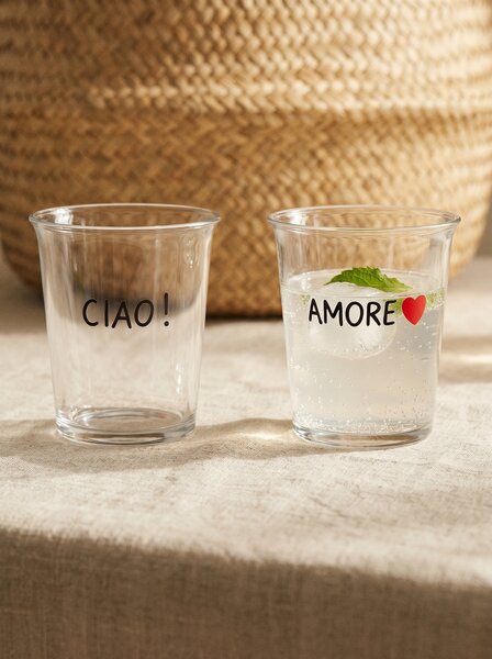 Sinsay - Poharak CIAO! és AMORE felirattal 2 pack - fekete