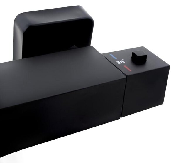 Erga Therm, falra szerelhető termosztatikus zuhanycsaptelep 150mm, fekete matt, ERG-YKA-BW.GB-THERM-BLK