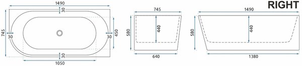 Rea Rea, SYDNEY BELLANTO akril sarokkád jobb oldali 150 cm, REA-W0251