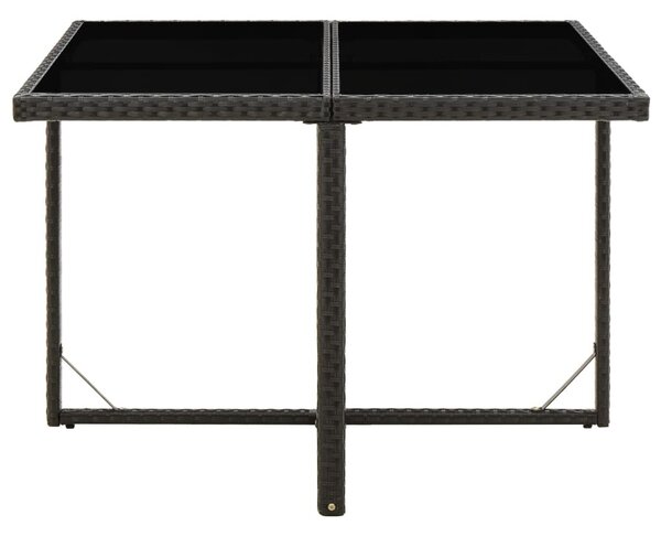Fekete polyrattan és üveg kerti asztal 109 x 107 x 74 cm