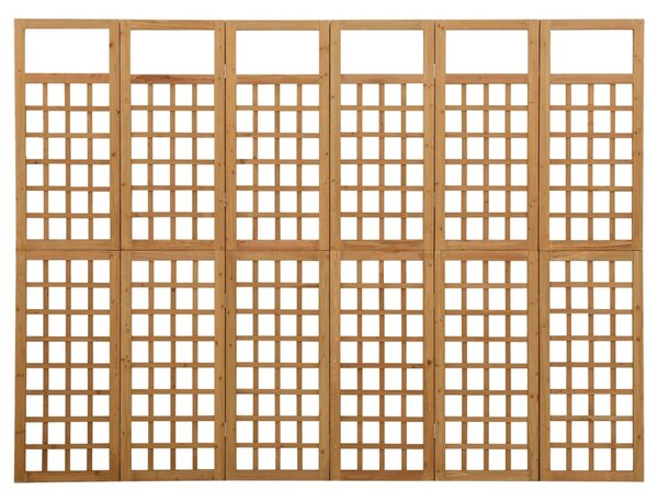 6 paneles tömör fenyőfa térelválasztó/lugasrács 242,5 x 180 cm