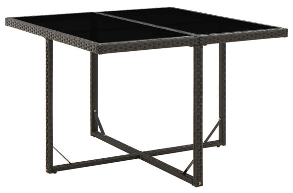 Fekete polyrattan és üveg kerti asztal 109 x 107 x 74 cm