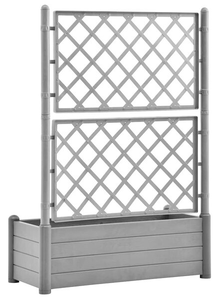 Kőszürke polipropilén rácsos kerti ültetőláda 100 x 43 x 142 cm