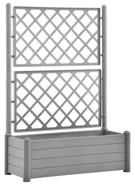 Kőszürke polipropilén rácsos kerti ültetőláda 100 x 43 x 142 cm