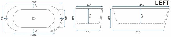 Rea Rea, SYDNEY BELLANTO akril sarokkád BALOS 150cm, REA-W0250