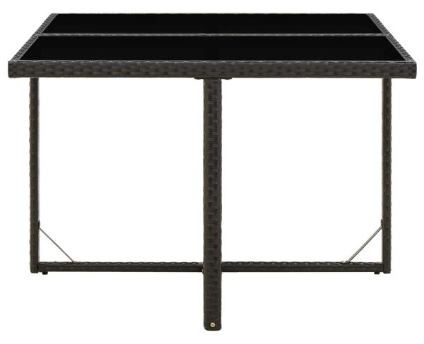 Fekete polyrattan és üveg kerti asztal 109 x 107 x 74 cm