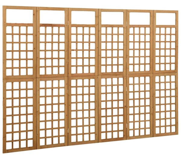 6 paneles tömör fenyőfa térelválasztó/lugasrács 242,5 x 180 cm