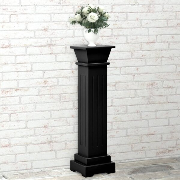 Klasszikus fekete MDF szögletes oszlop virágállvány 17x17x66cm