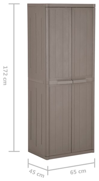 Barna PP fahatású kerti tárolószekrény 65 x 45 x 172 cm
