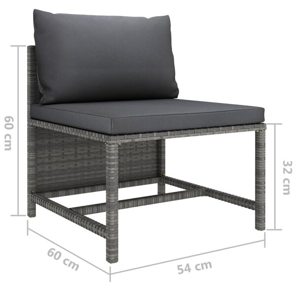 12 részes szürke polyrattan kerti ülőgarnitúra párnákkal