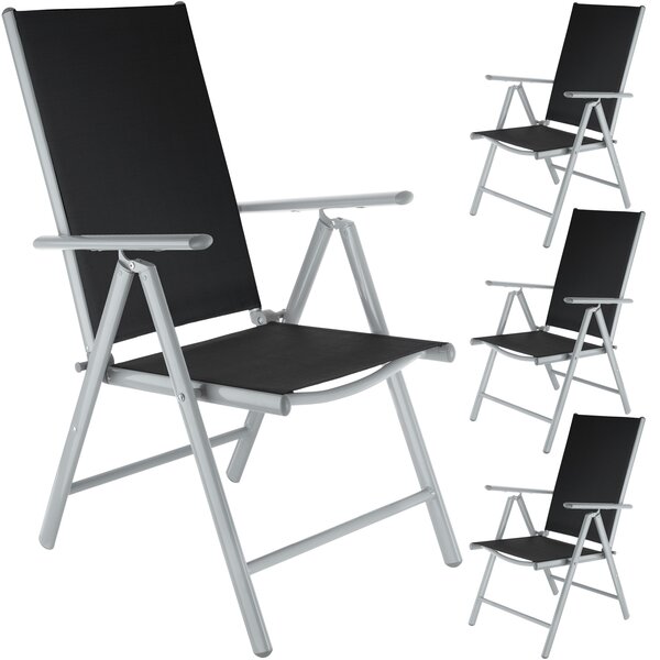 Tectake 401632 4 alumínium kerti összecsukható szék - fekete/ezüst