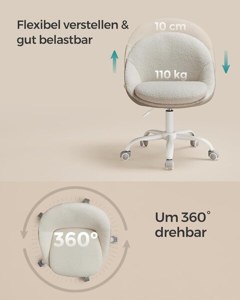 SONGMICS forgószék sherpa bársony cappuccino bézs magasságállítható