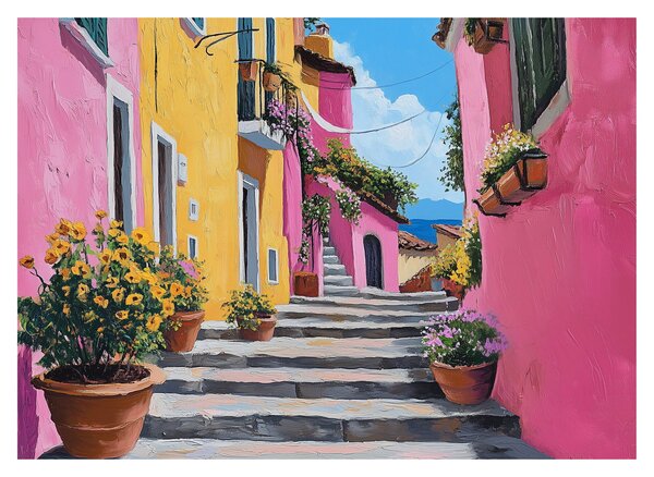 Kép - Rózsaszín sikátor (70x50 cm)