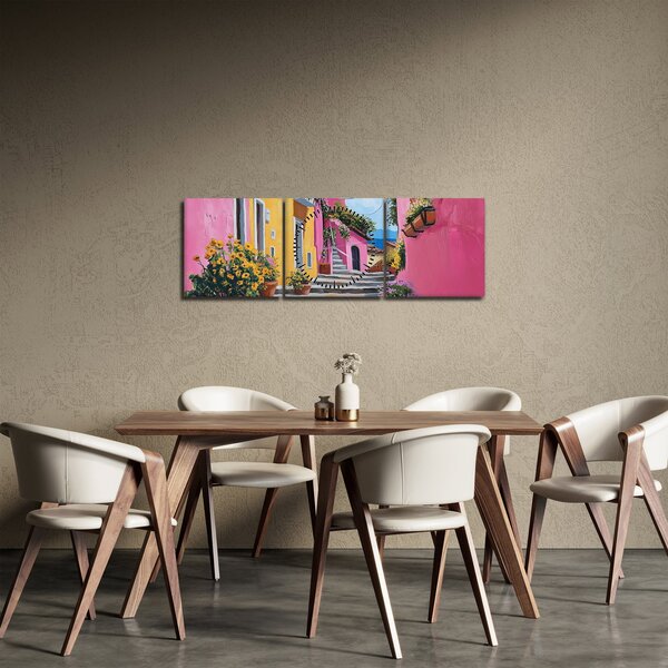 Kép - Rózsaszín sikátor (órával) (90x30 cm)