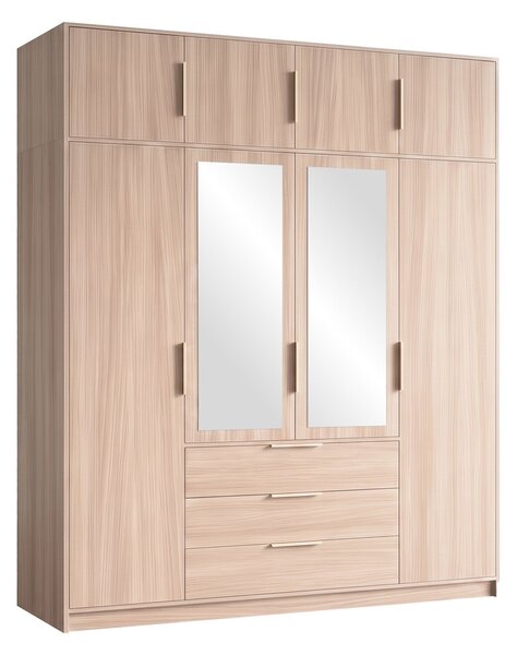 Gardróbszekrény Ophdome 114, Laminált forgácslap, 245x196x58cm, Tölgy