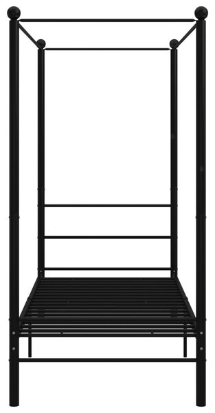 Fekete fém baldachinos ágykeret 90 x 200 cm