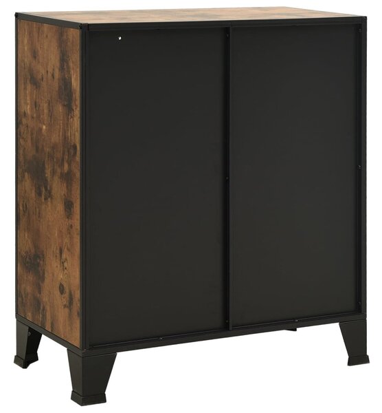 Rusztikus barna fém és MDF tárolószekrény 72 x 36 x 82 cm
