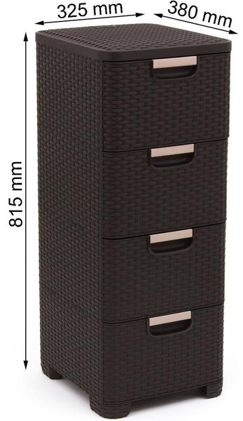 Sötétbarna műanyag magas fürdőszoba szekrény 33x79 cm Rattan – Curver