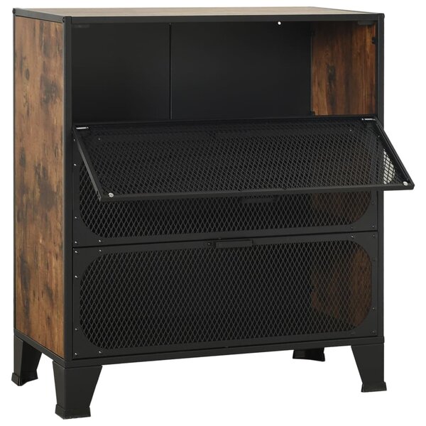2 db rusztikus barna fém és MDF tárolószekrény 72 x 36 x 82 cm