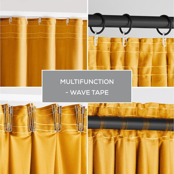 Sárga bársony dimout (részleges sötétítő) függöny 140x245 cm Pleat – Restilo