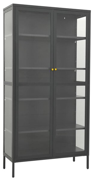 Antracitszürke acél és edzett üveg vitrin 90 x 40 x 180 cm