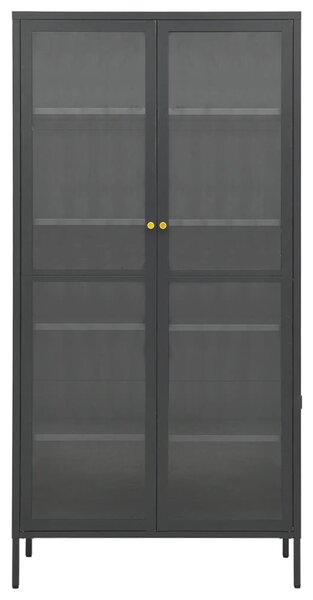 Antracitszürke acél és edzett üveg vitrin 90 x 40 x 180 cm