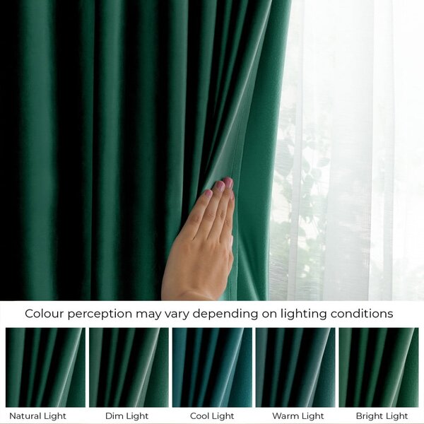 Sötétzöld bársony dimout (részleges sötétítő) függöny 140x245 cm Eyelets – Restilo