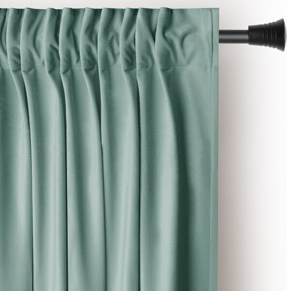 Világoszöld bársony dimout (részleges sötétítő) függöny 140x245 cm Pleat – Restilo