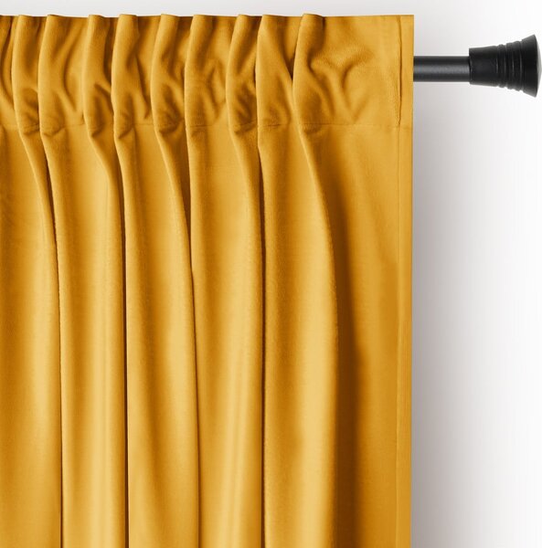 Sárga bársony dimout (részleges sötétítő) függöny 140x245 cm Pleat – Restilo