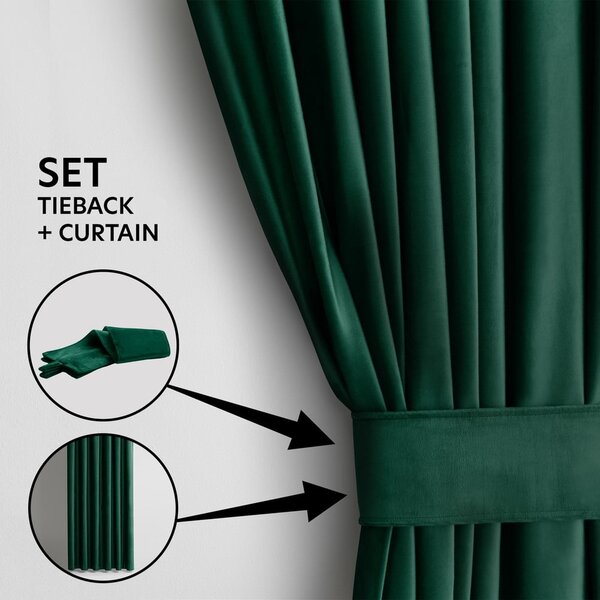 Sötétzöld bársony dimout (részleges sötétítő) függöny 140x245 cm Eyelets – Restilo