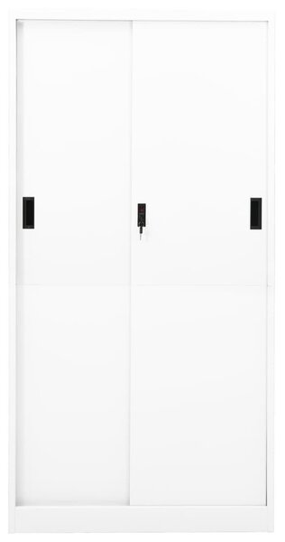 Fehér acél tolóajtós irodai szekrény 90 x 40 x 180 cm