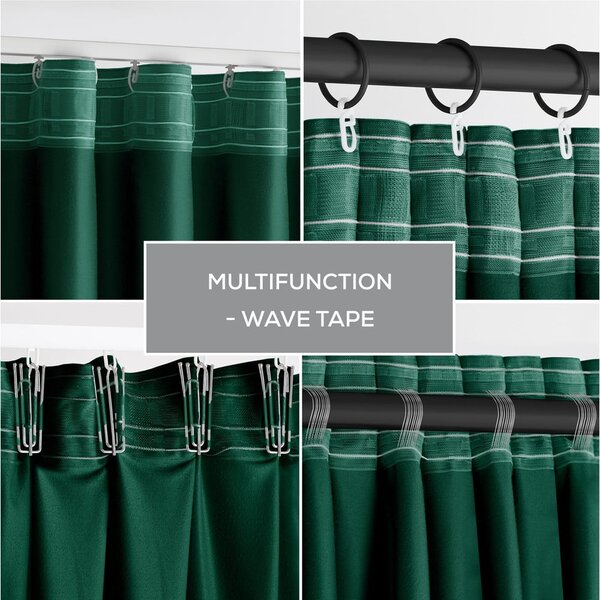 Sötétzöld bársony dimout (részleges sötétítő) függöny 140x245 cm Pleat – Restilo