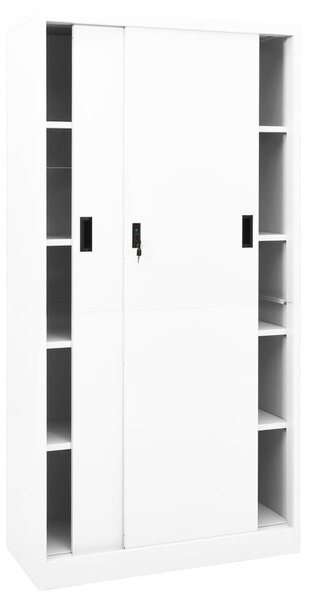 Fehér acél tolóajtós irodai szekrény 90 x 40 x 180 cm