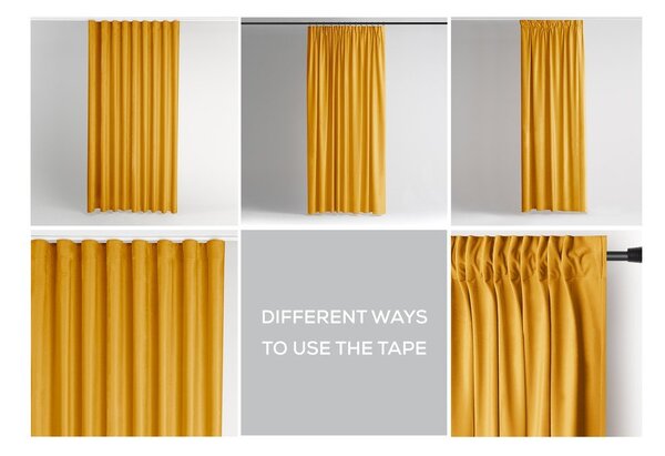 Sárga bársony dimout (részleges sötétítő) függöny 140x245 cm Pleat – Restilo