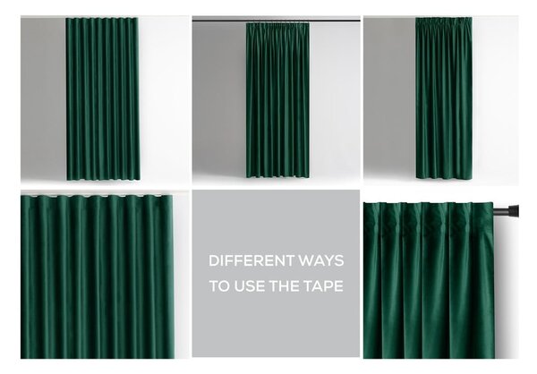 Sötétzöld bársony dimout (részleges sötétítő) függöny 140x245 cm Pleat – Restilo