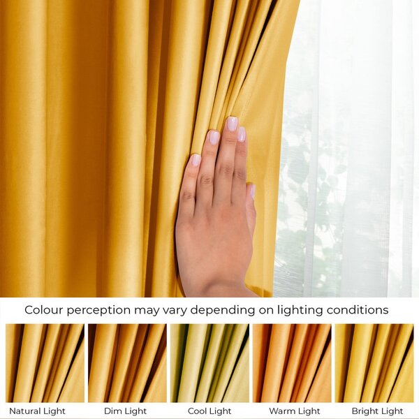 Sárga bársony dimout (részleges sötétítő) függöny 140x245 cm Pleat – Restilo