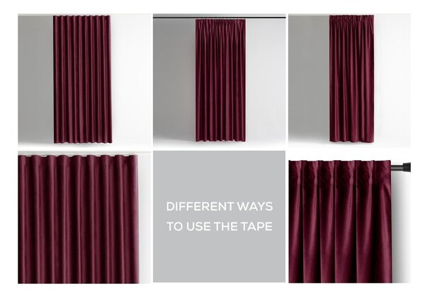 Borvörös bársony dimout (részleges sötétítő) függöny 140x245 cm Pleat – Restilo