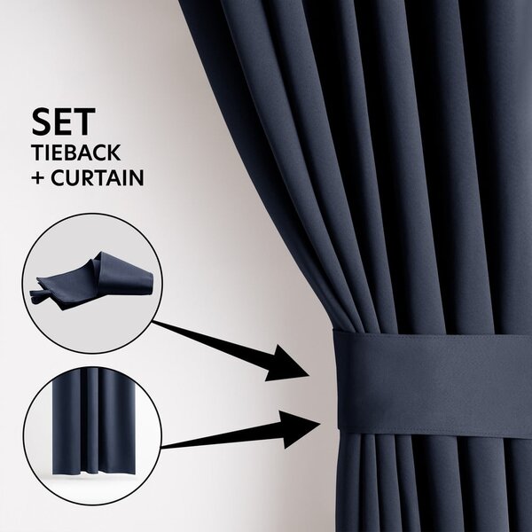 Sötétkék dimout (részleges sötétítő) függöny 140x175 cm Kierra – Restilo