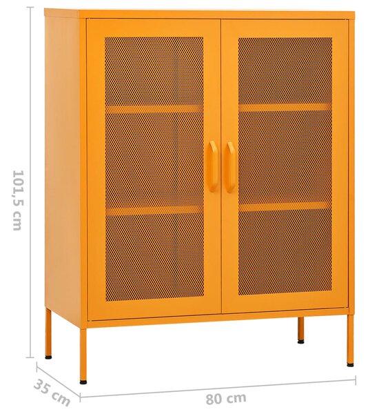Mustárzöld acél tárolószekrény 80 x 35 x 101,5 cm