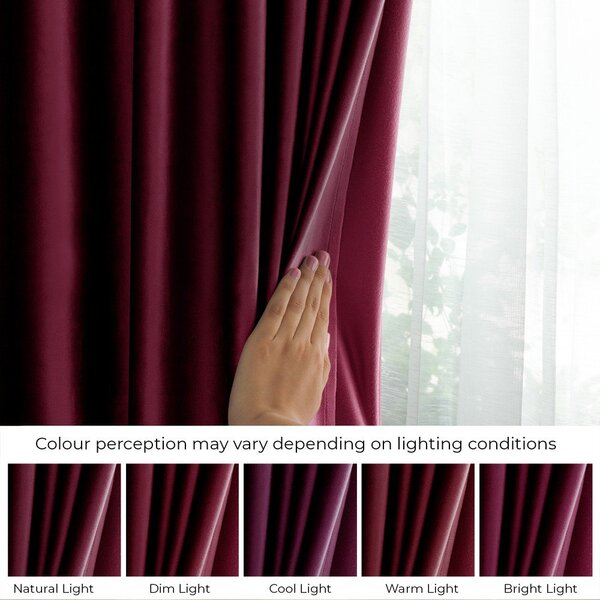 Borvörös bársony dimout (részleges sötétítő) függöny 140x245 cm Pleat – Restilo