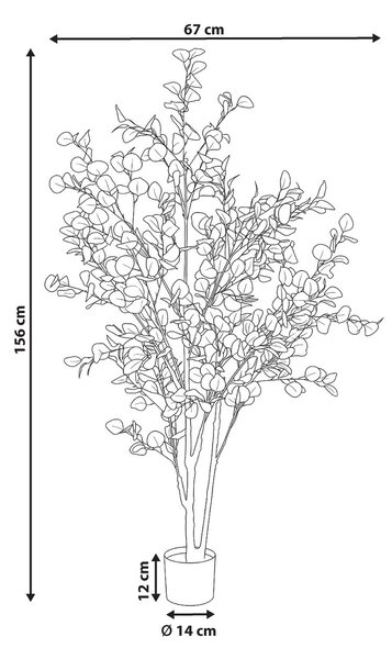 Műnövény EUCALYPTUS TREE 156 cm Zöld